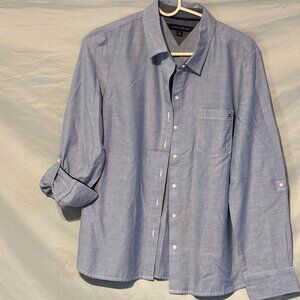 Tommy Hilfiger W Light Blue Collared Button Up Shirt - Size M